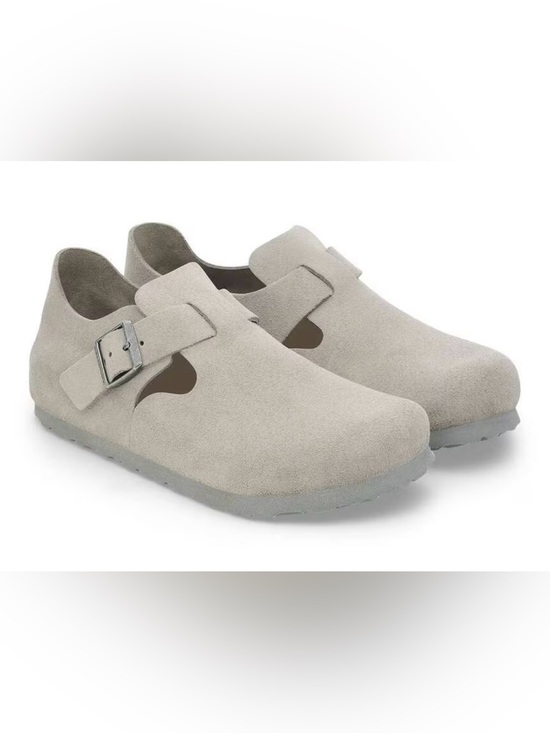 Birkenstock Shoes - Birkenstock Women's Suede Mules in Light Gray